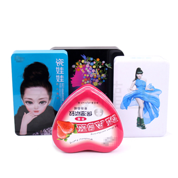 心形蠶絲面膜鐵盒,10片裝面貼膜鐵盒包裝,化妝品鐵皮盒