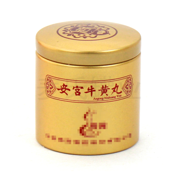 牛黃丸馬口鐵包裝盒_圓形藥丸鐵盒定制